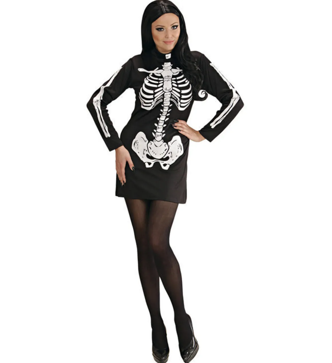 Forførende Skeletkjole Kostume