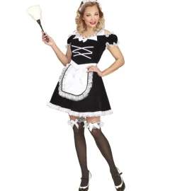 Fransk Stuepige Kostume Sort/Hvid