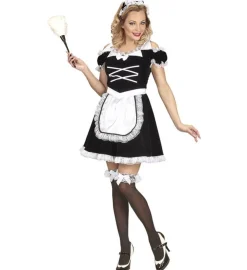 Fransk Stuepige Kostume Sort/Hvid