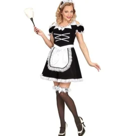 Fransk Stuepige Kostume Sort/Hvid