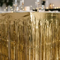 Frynse Bordskørt Luksus Guld