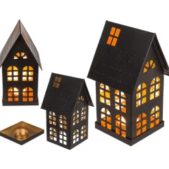 Fyrfadsstage Metal Hus Sort