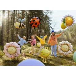 Gående Blomst Folieballon Lys Beige