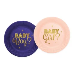Gender Reveal Paptallerkener Blå/Lyserød