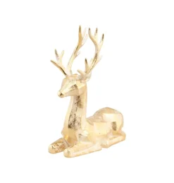 Geometrisk Liggende Rensdyr Figur Guld