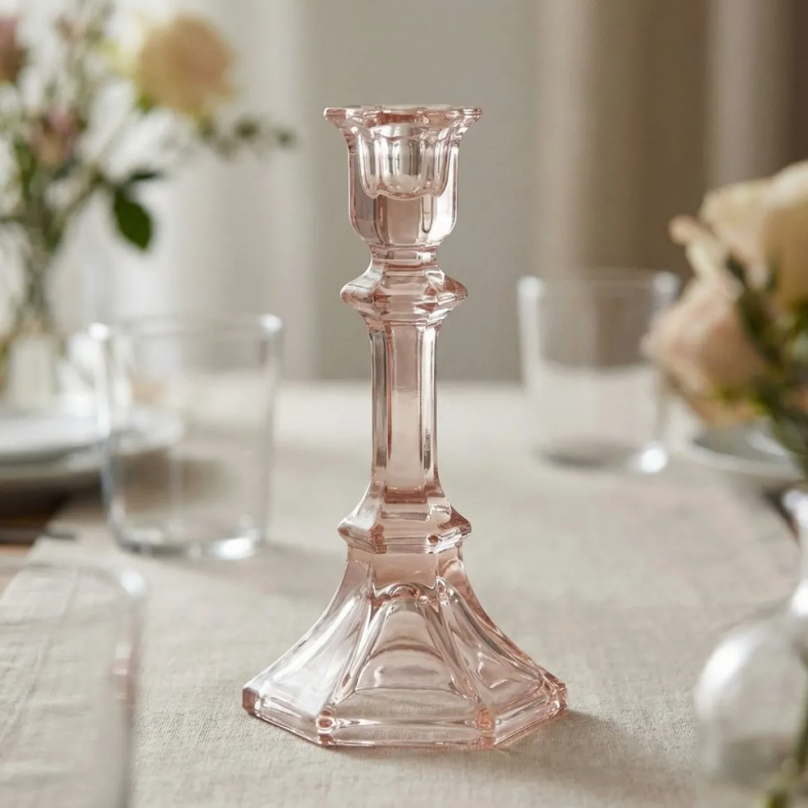 Glas Lysestage Sart Rosa