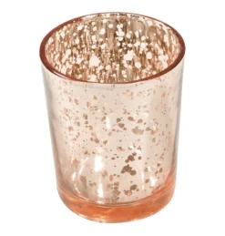 Glas Fyrfadsstage Metallisk Rosaguld