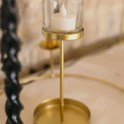 Glas Lysestage Guld