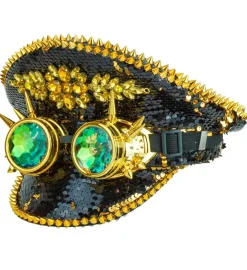 Glimmer Steampunk Kaptajnhat Sort/Guld
