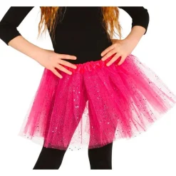 Glitrende Børnetylskørt Pink