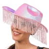 Glitrende Cowboyhat Med Frynser Lyserød