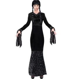 Glitrende Gotisk Kjole Kostume Sort