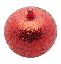 Glitter Æble Julepynt Rød