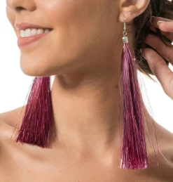 Glitter Frynse Øreringe Rosa