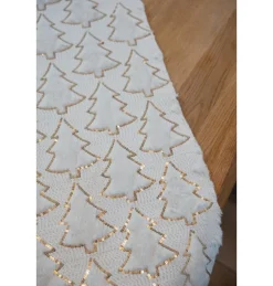 Glitter Juletræ Bordløber Hvid/Guld