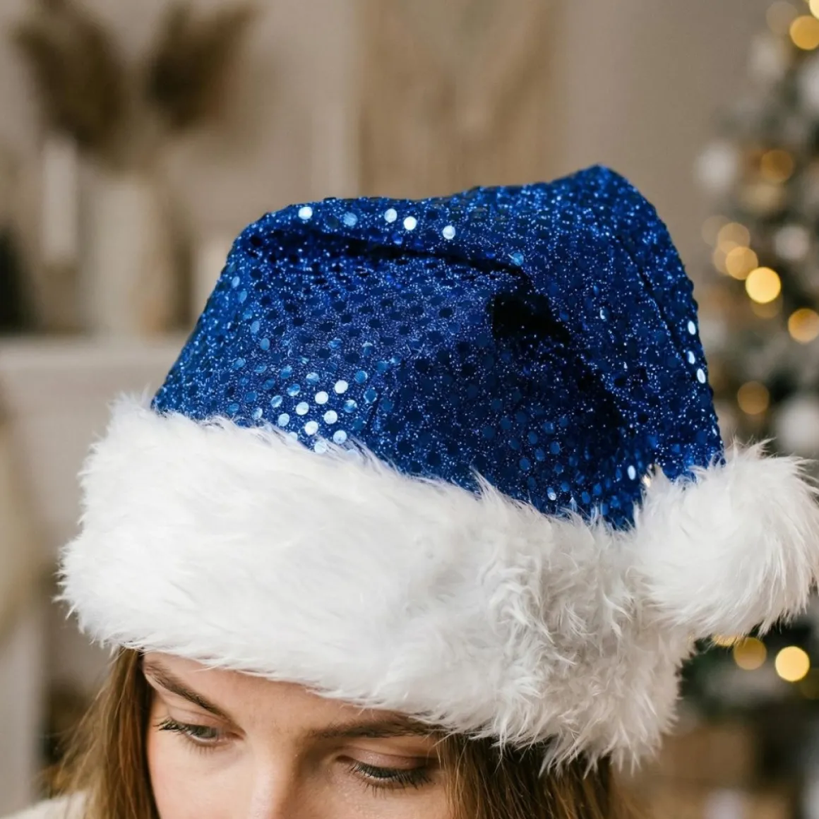 Glitter Nissehue Blå