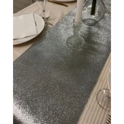 Glitter Premium Bordløber Sølv