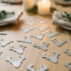 Glitter Rensdyrhoveder Konfetti Sølv