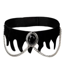 Gotisk Choker Med Sort Sten & Kæder