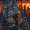 Gotisk RIP Gravsten Sort