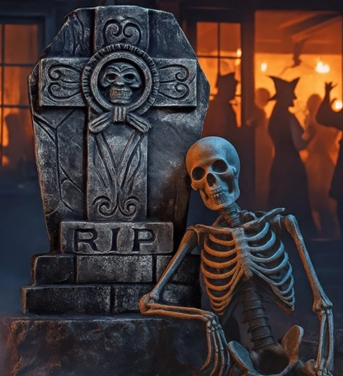 Gotisk RIP Gravsten Sort