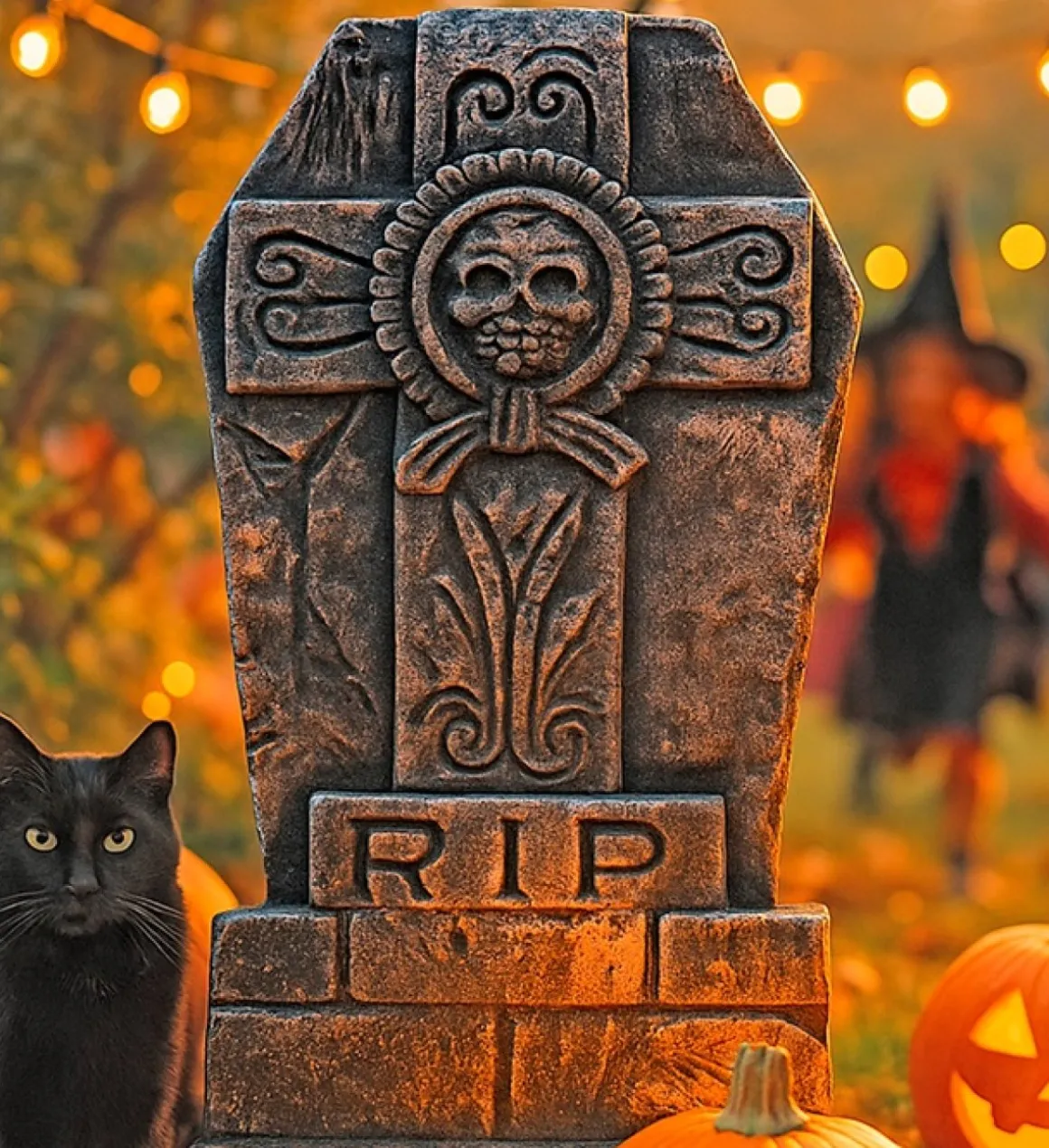 Gotisk RIP Gravsten Sort