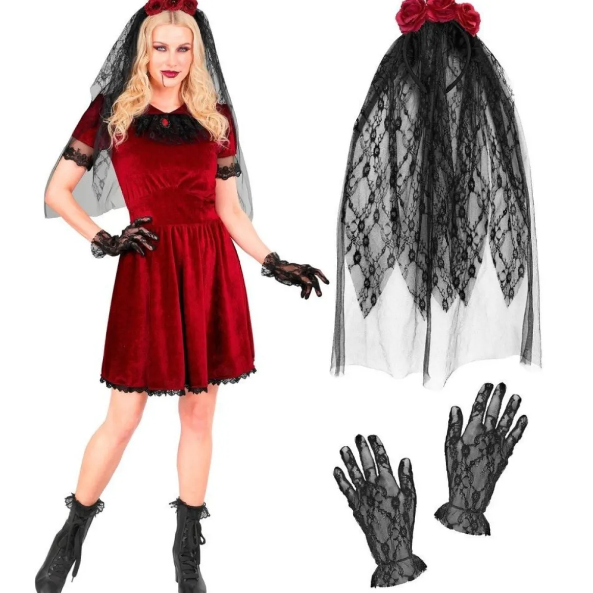 Gotisk Vampyrbrud Kostume Bordeaux