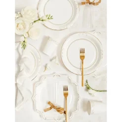 Guld Ornament Firkantede Paptallerkener