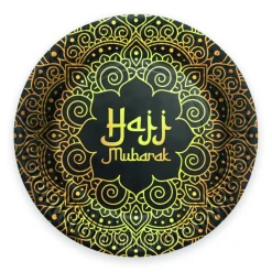 Hajj Mubarak Papirtallerkener Sort/Guld