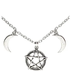 Halvmåne Pentagram Halskæde