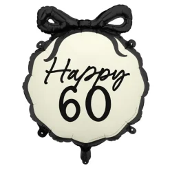 Happy 60 Folieballon Sort/Hvid