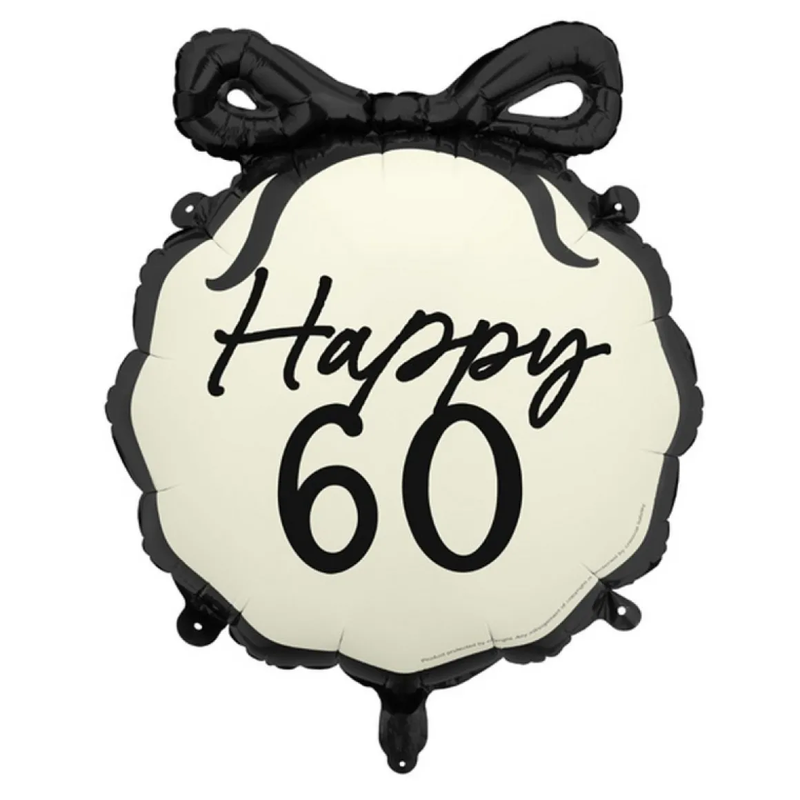 Happy 60 Folieballon Sort/Hvid