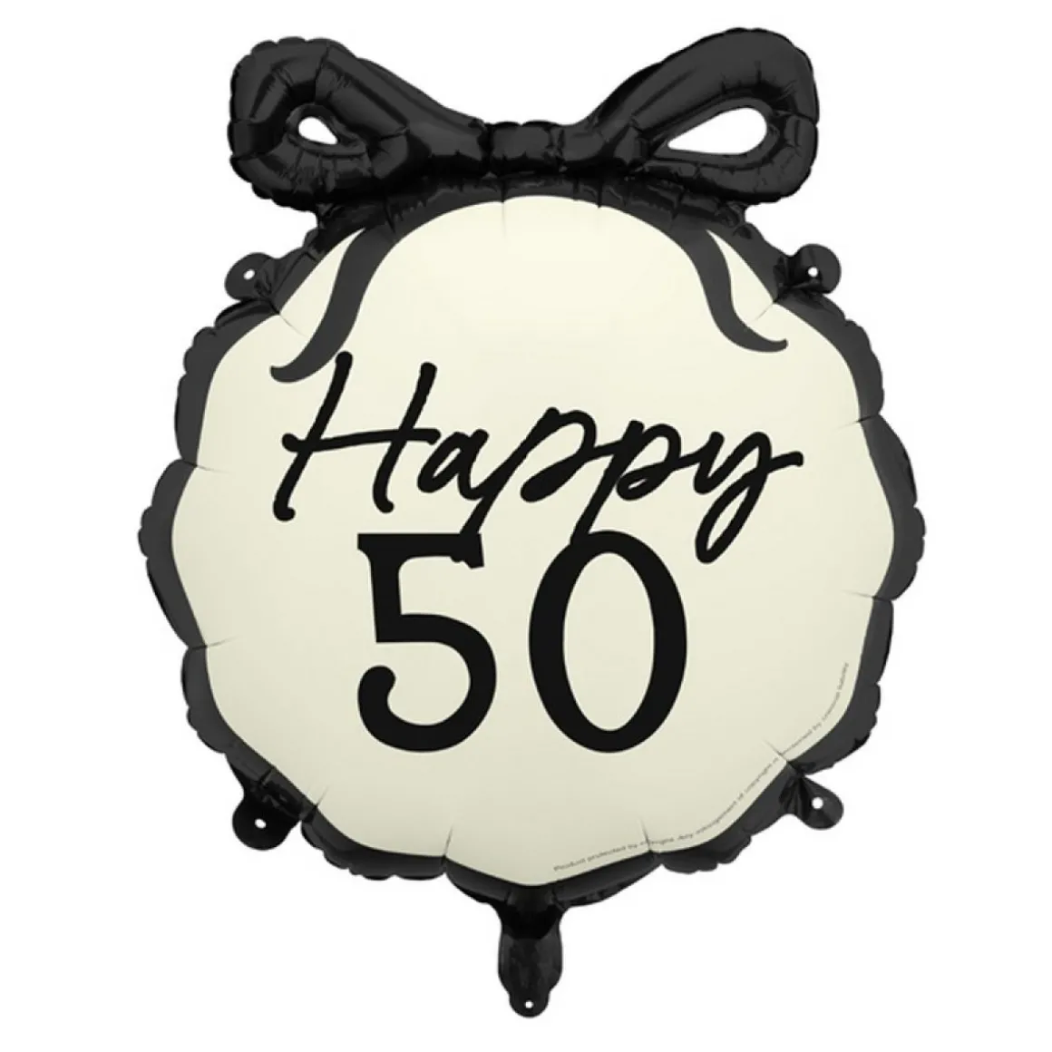 Happy 50 Folieballon Sort/Hvid