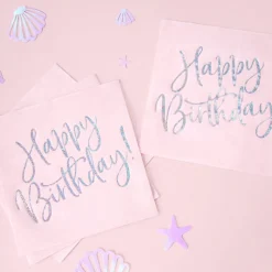 Happy Birthday Servietter Lyserød
