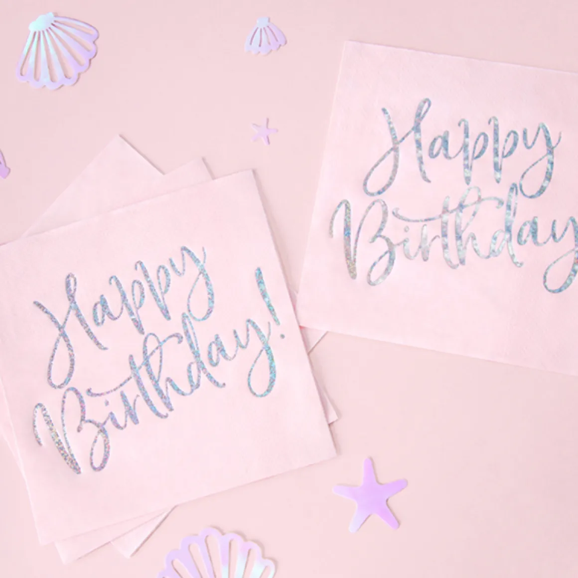 Happy Birthday Servietter Lyserød