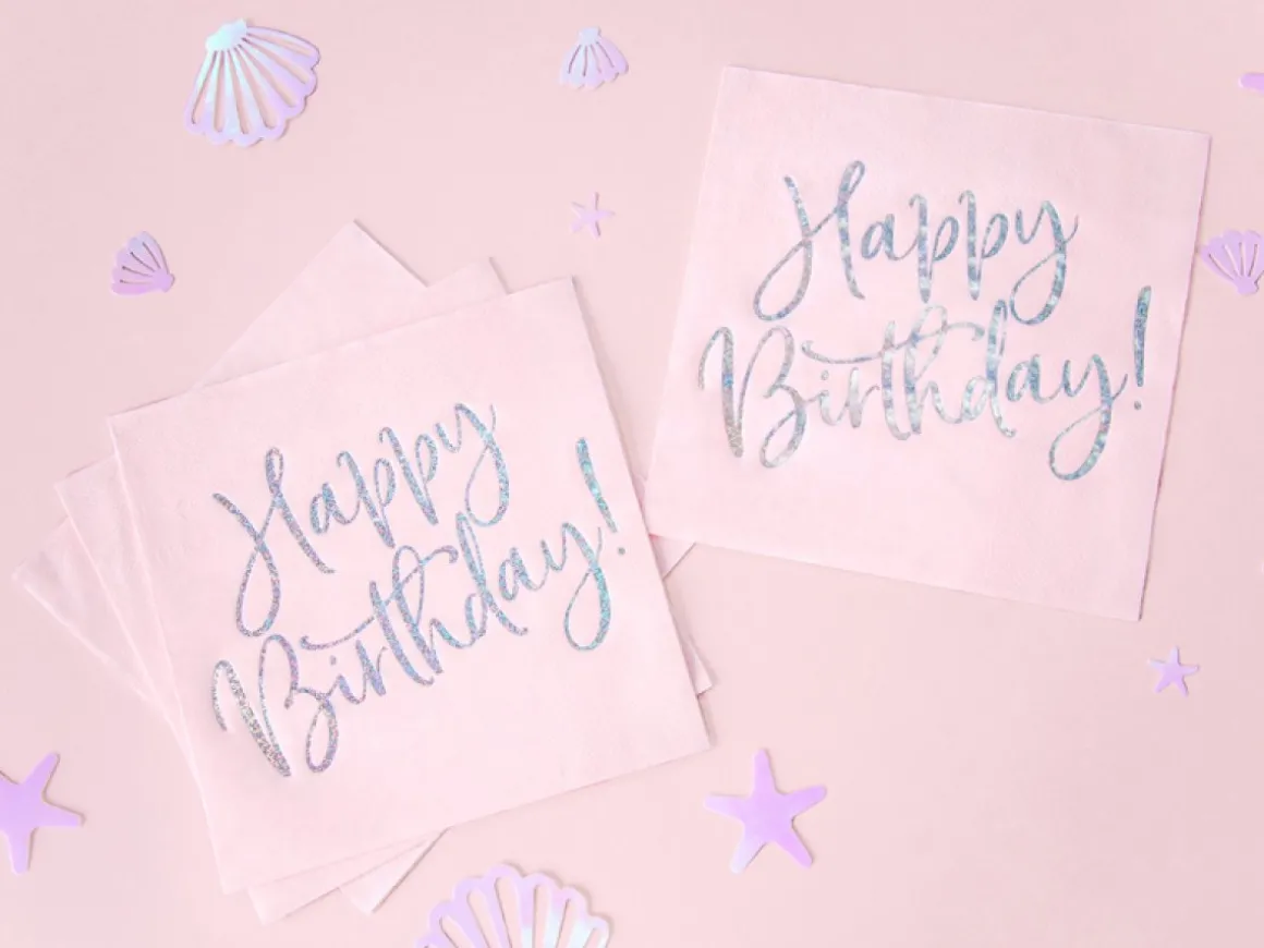 Happy Birthday Servietter Lyserød
