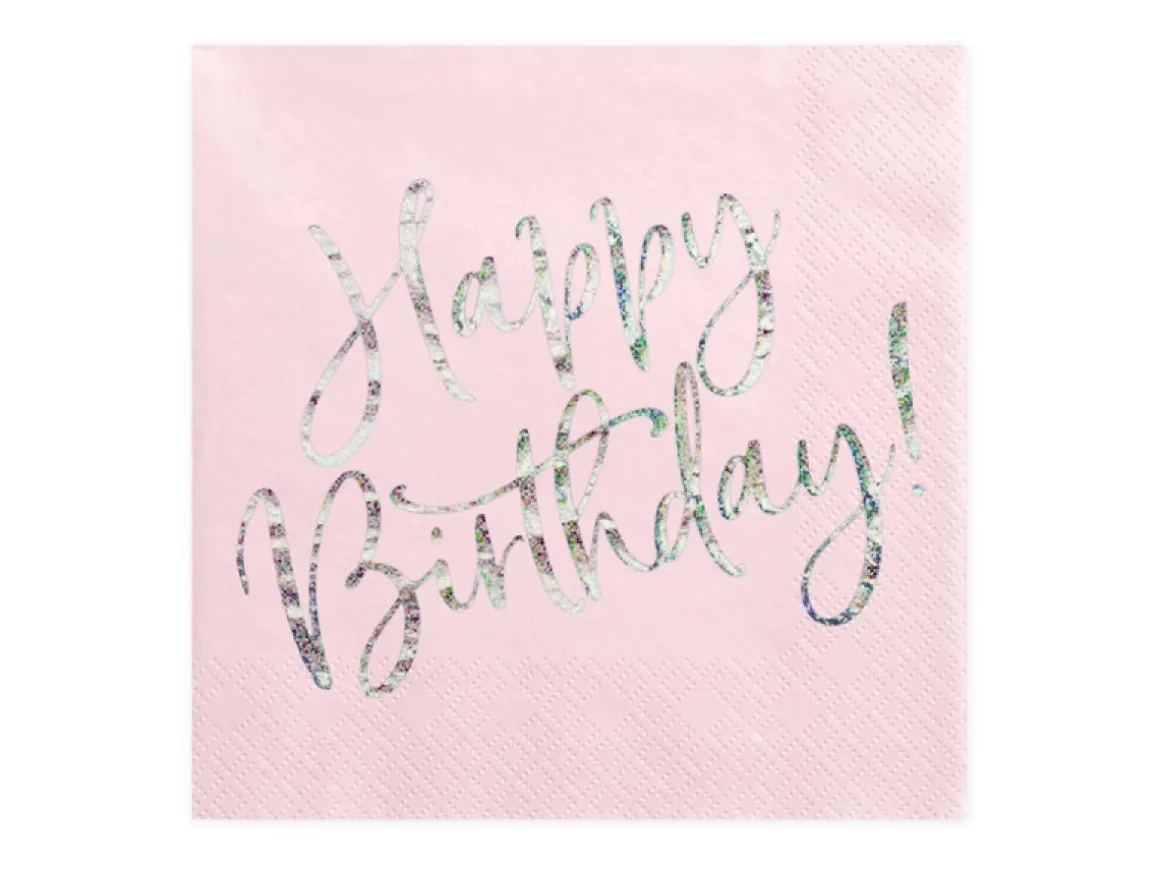 Happy Birthday Servietter Lyserød