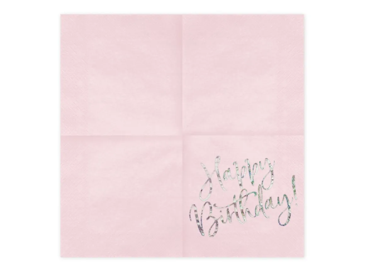 Happy Birthday Servietter Lyserød