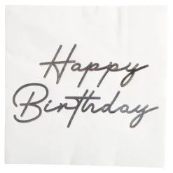 Happy Birthday Servietter Sølv