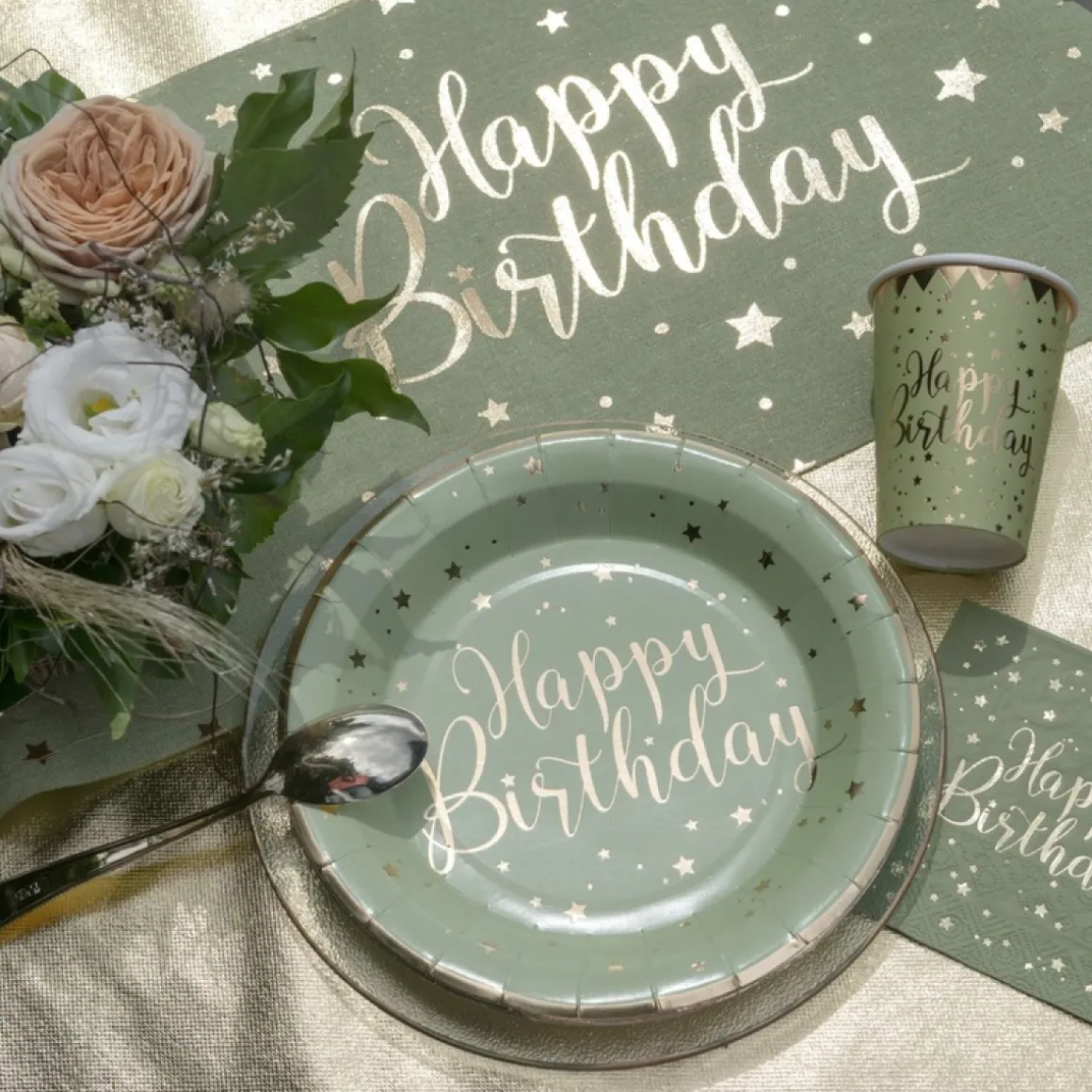 Happy Birthday Servietter Oliven