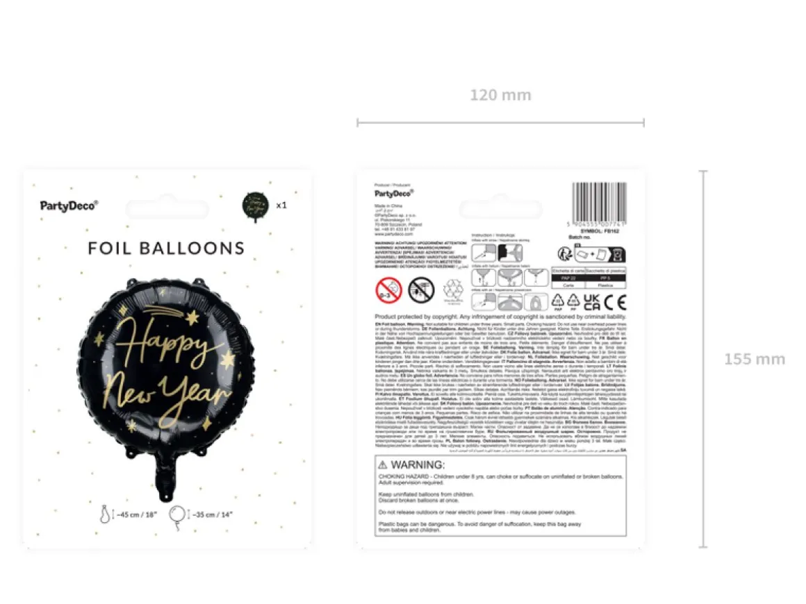 Happy New Year Folieballon Sort