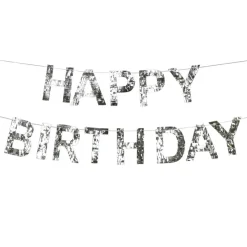 Happy Birthday Bogstavsguirlande Sølv
