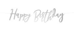 Happy Birthday Guirlande Sølv