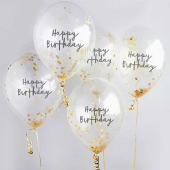 Happy Birthday Konfetti Balloner Guld