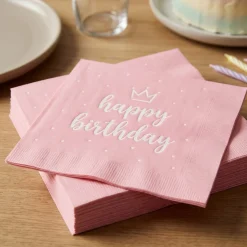 Happy Birthday Servietter Lyserød