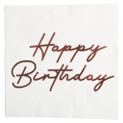 Happy Birthday Servietter Rosaguld