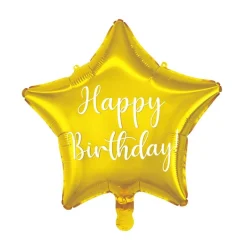 Happy Birthday Stjerne Folieballon Guld