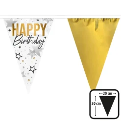 Happy Birthday Stjerne Vimpelguirlande Guld