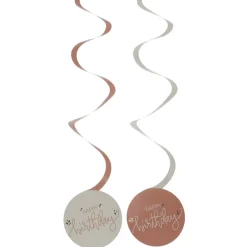 Happy Birthday Swirls Crème/Rosa