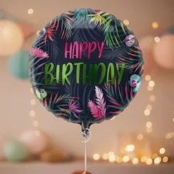 Happy Birthday Tropisk Folieballon Neon